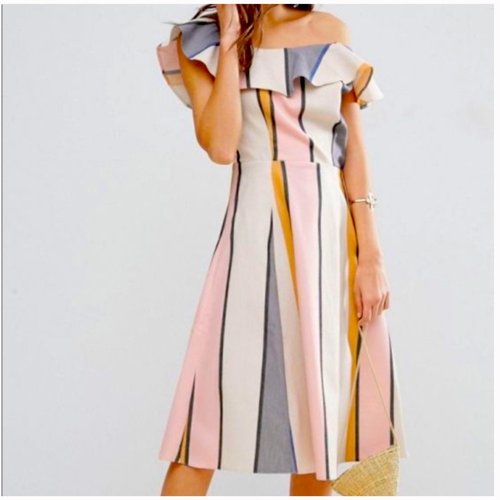 ASOS One Shoulder Ruffle Detail Sundress –‎ Size US 4